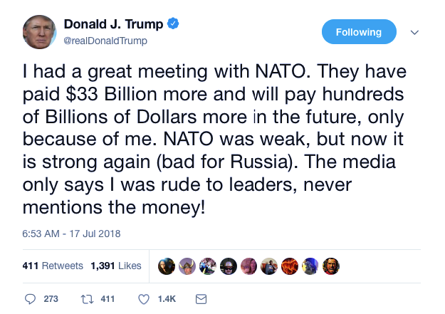 Screenshot-at-Jul-17-09-55-02 Trump Freaks Out On Twitter After No One Is Praises Him For Embarrassing NATO Attacks Donald Trump Featured Foreign Policy Politics Social Media Top Stories 