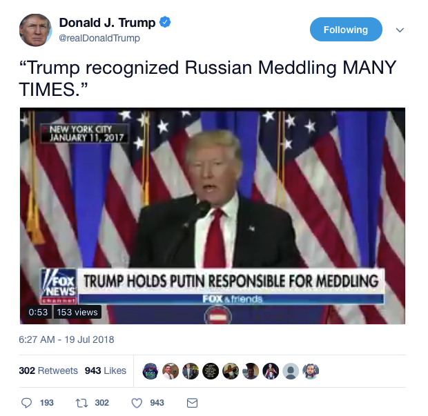 Screenshot-at-Jul-19-09-28-15 Trump Wakes Up & Goes On Berserk 10-Tweet Rampage Like A Putin Lackey With Bad Hair Donald Trump Featured Politics Russia Social Media Top Stories 