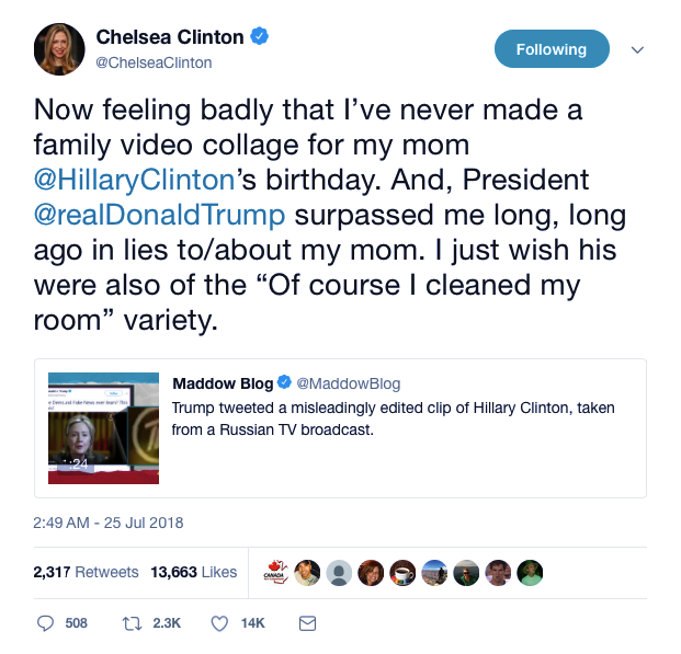Screenshot-at-Jul-25-09-28-47 Chelsea Clinton Trolls Trump Over Edited Russian Video Of Hillary & It Is Hilarious (IMAGE) Donald Trump Featured Hillary Clinton Politics Russia Social Media Top Stories 