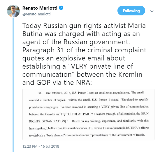 mariot Russian NRA-Linked Gun Rights Advocate Arrested And Charged With Spying For Kremlin Donald Trump Politics Top Stories 