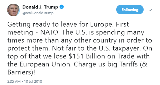 nato-one FACEPALM: Trump Attacks NATO In Psychotic Twitter Meltdown Ahead Of Europe Trip Donald Trump Politics Social Media Top Stories 