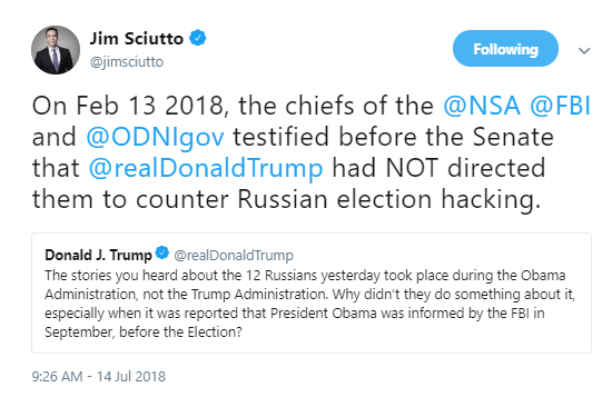 sciutto Trump Just Blamed Obama For Mueller's Latest Russia Indictments Like A Giant Wank Donald Trump Politics Social Media Top Stories 