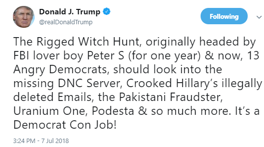 witch-hunt Trump Has Saturday Night Twitter Meltdown Over Russia Investigation Like A Scared Crook Donald Trump Politics Social Media Top Stories 