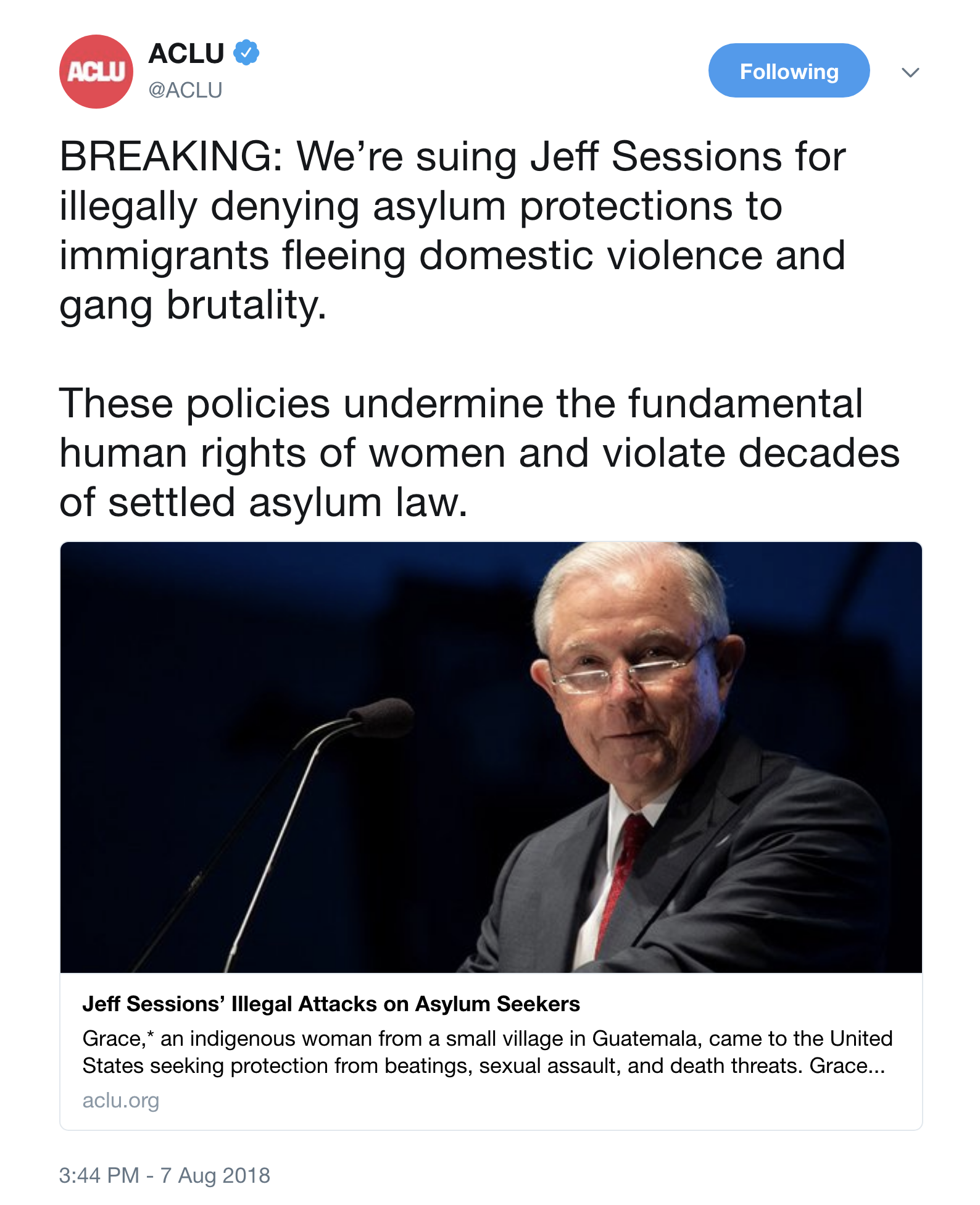 Screen-Shot-2018-08-07-at-5.05.22-PM Sessions Illegally Blocks Asylum For People Fleeing Death - Gets Hit With Major Lawsuit Corruption Crime Donald Trump Immigration Politics Top Stories 