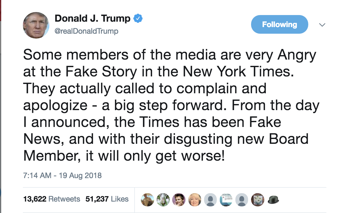 Screen-Shot-2018-08-19-at-1.52.04-PM NY Times Humiliates Trump With Snarky Sunday Tweet Response To Donald's Tantrum Donald Trump Media Politics Top Stories 