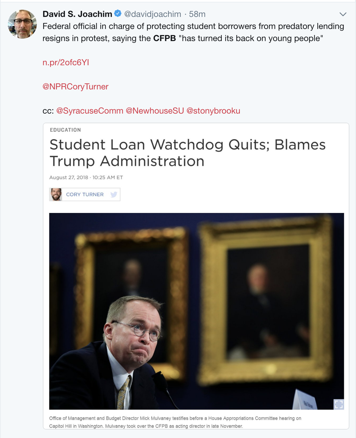 Screen-Shot-2018-08-27-at-10.49.09-AM Top Consumer Protection Bureau Official Resigns Via Brutal Letter Against Trump's Administration Corruption Crime Domestic Policy Donald Trump Economy Education Politics Top Stories 