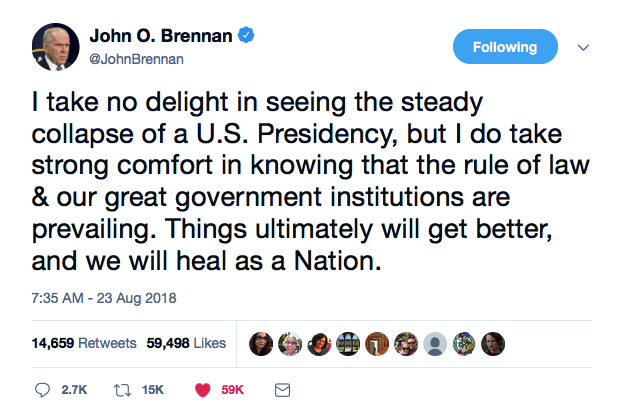 Screenshot-at-Aug-23-15-03-30 John Brennan Tweets About The Downfall Of Trump Like A Badass Patriot (IMAGE) Corruption Crime Featured Politics Social Media Top Stories 