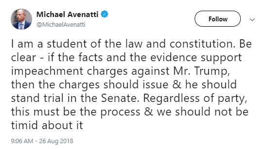 avenatti-trump-impeachment Michael Avenatti Tweets Push For Impeaching Trump That Has Donald Wetting Himself Donald Trump Politics Social Media Top Stories 