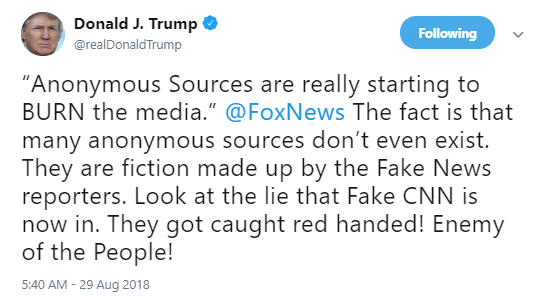 trump-anony Trump Tweets Wednesday Night CNN Conspiracy Theory Like A Madman Losing Control Donald Trump Media Politics Social Media Top Stories 