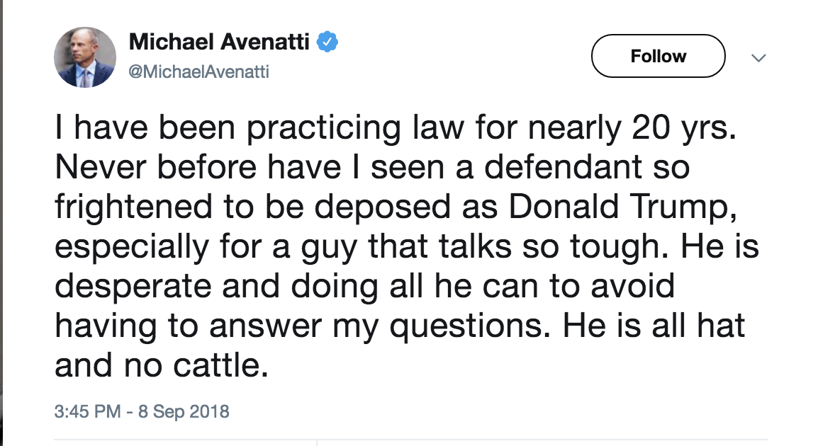 Screen-Shot-2018-09-09-at-9.53.09-AM Avenatti Tweets Historic Weekend Message To Trump & The GOP Is Freaking Out Corruption Crime Donald Trump Election 2018 Politics Top Stories 