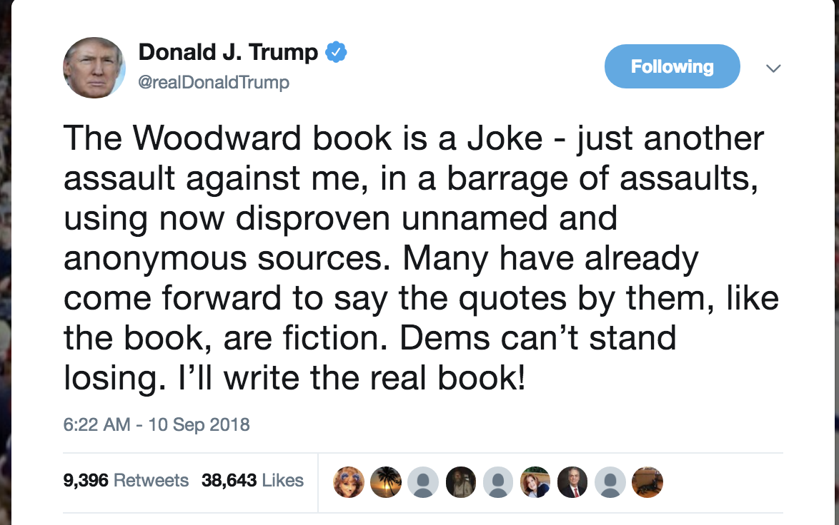 Screen-Shot-2018-09-10-at-9.11.25-AM Trump Goes Full-Wimp In New Scary Twitter Post About Woodward's Tell-All Book Corruption Crime Domestic Policy Donald Trump Politics Top Stories 