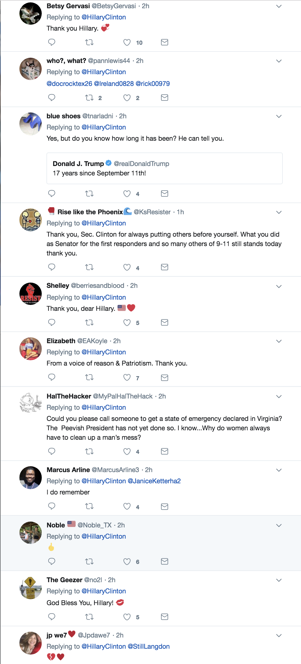 Screen-Shot-2018-09-11-at-12.58.41-PM Hillary Clinton's 9/11 Tweet Has Trump Raging Like A 300LB Toddler Who Needs A Nap Donald Trump Feminism Politics Top Stories 