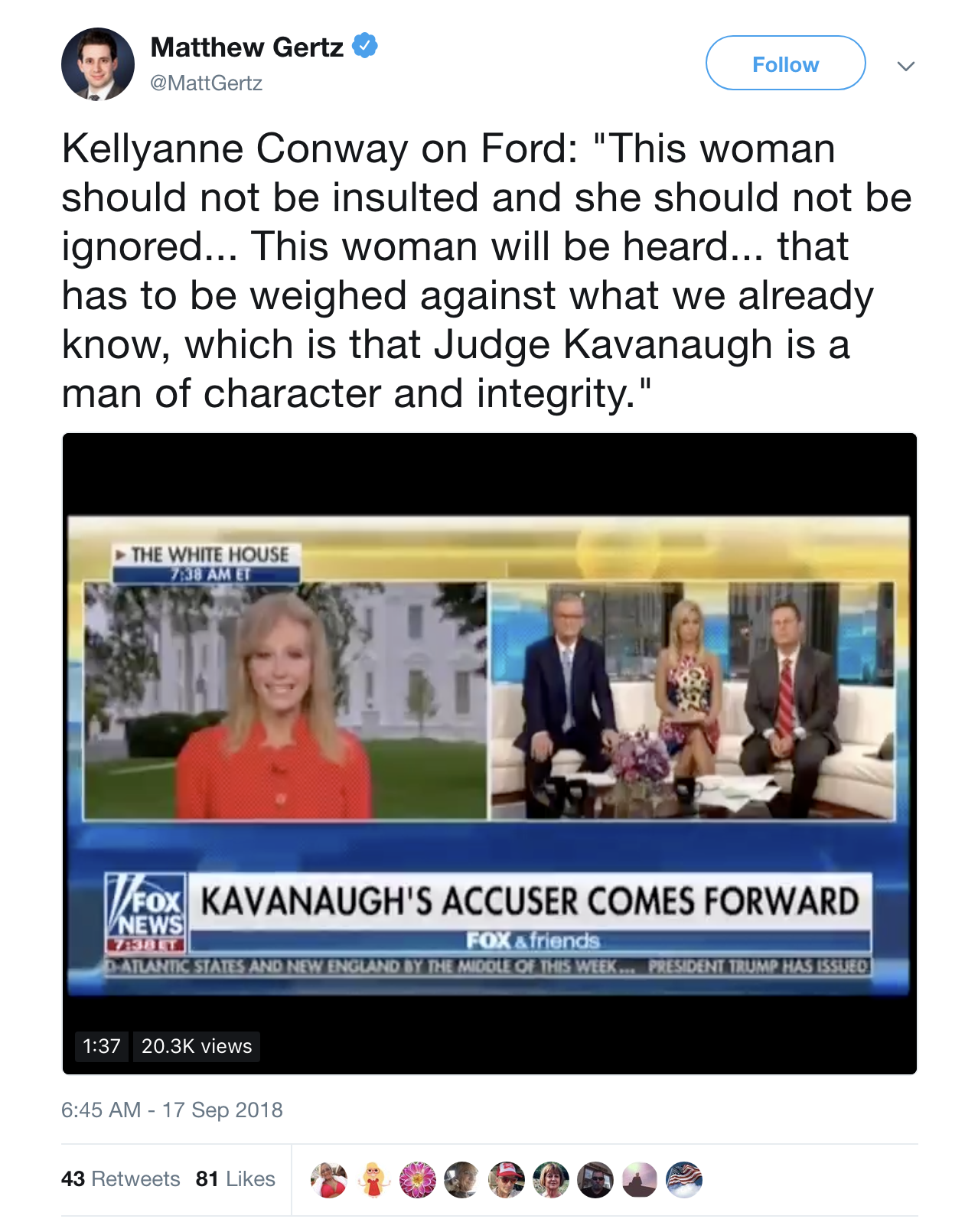 Screen-Shot-2018-09-17-at-8.40.07-AM Kellyanne Conway Makes Kavanaugh/Attempted Rape Statement That May Cost Her Job Corruption Crime Donald Trump Feminism Politics Sexual Assault/Rape Supreme Court Top Stories 