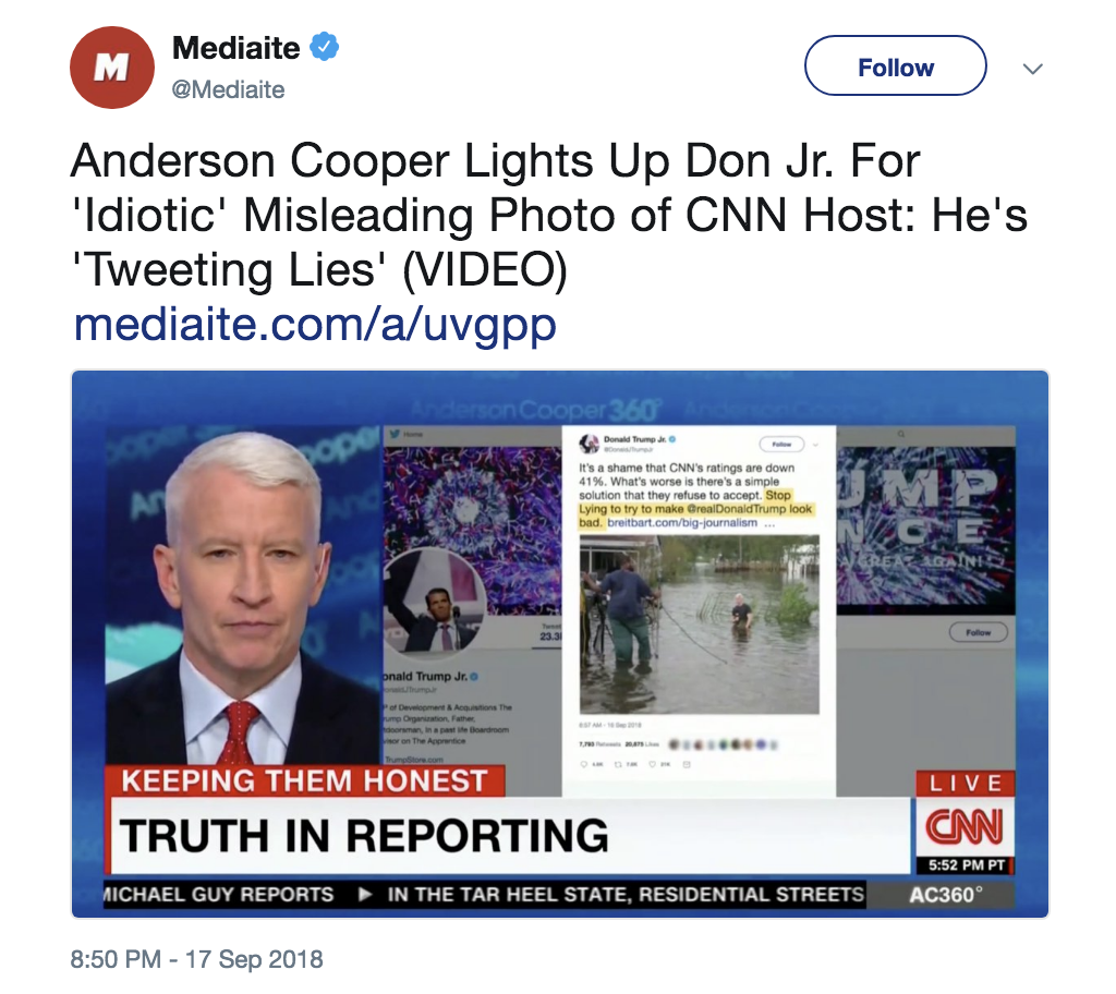 Screen-Shot-2018-09-18-at-8.57.55-AM Trump Jr. Goes On Multi-Tweet Rant At Anderson Cooper After CNN Host Calls Him Out Donald Trump Media Politics Top Stories 