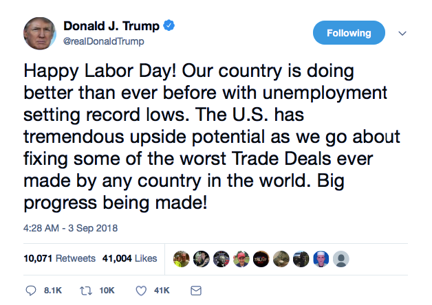 Screenshot-at-Sep-03-09-27-24 Trump Flies Into Wild Labor Day Twitter Meltdown Against American Unions Like A Punk Donald Trump Featured Labor Politics Social Media Top Stories 