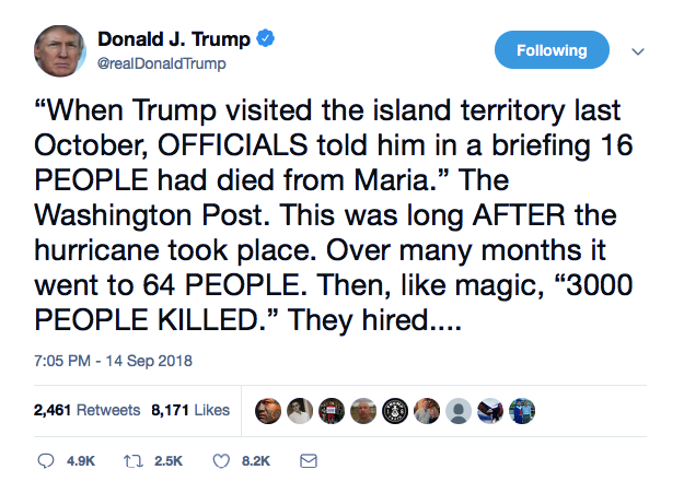 Screenshot-at-Sep-14-22-24-47 Trump Spirals Into Friday Night Twitter Rant About Puerto Rico That Has Everyone Pissed Donald Trump Featured Politics Social Media Top Stories 