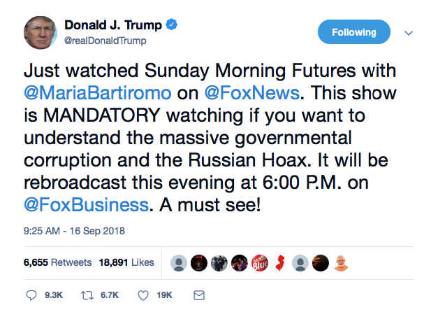 Screenshot-at-Sep-16-13-24-26 Trump Pauses 'Fox News Sunday' & Tweets 'Mandatory' Declaration Like A Maniac Donald Trump Featured Politics Social Media Top Stories 