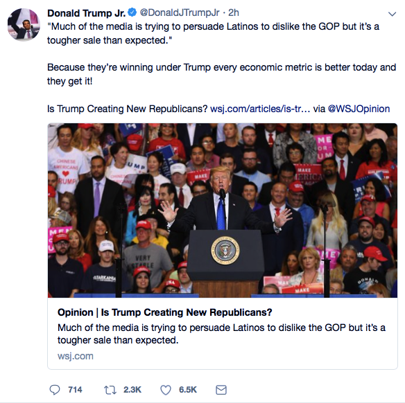 Screenshot-at-Sep-22-10-18-36 Trump Jr. Tweets About Tricking Latino Voters & Gets Eaten Alive In 6 Seconds Flat Donald Trump Featured Immigration Politics Racism Top Stories 