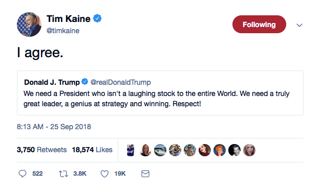 Screenshot-at-Sep-25-13-59-41 VIRAL: Tim Kaine Burns Trump On Twitter After Humiliating Laughter During U.N. Speech Donald Trump Featured Politics Social Media 