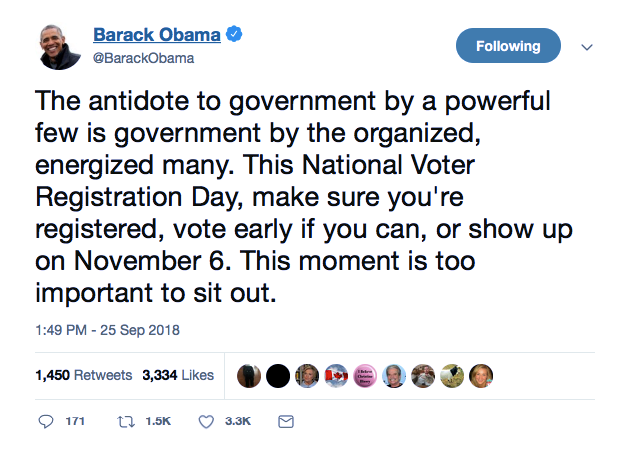 Screenshot-at-Sep-25-16-51-45 Obama Tweets Midterm Election Statement - What He Said Really Ruffled Trump's Feathers Donald Trump Election 2018 Featured Politics Social Media Top Stories 