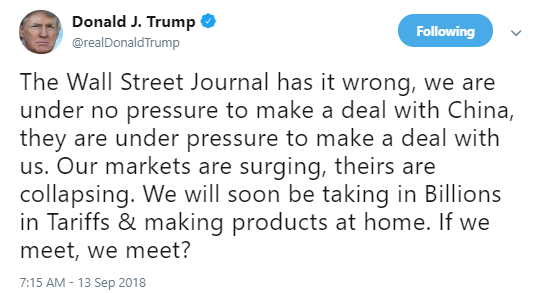 trump-china Trump Continues Thursday AM Twitter Spiral By Attacking Wall Street Journal Like A Clown Donald Trump Economy Politics Social Media Top Stories 