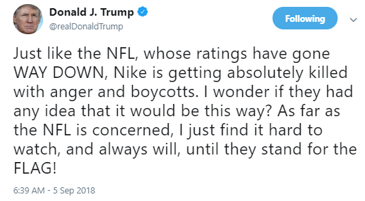 trump-flag Nike Releases Wednesday Video W/Colin Kaepernick & Conservatives Are Losing Control Celebrities Donald Trump Politics Social Media Top Stories 