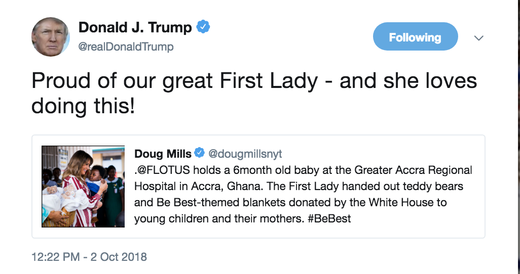 Screen-Shot-2018-10-02-at-1.58.49-PM Trump Tweets About How Much Melania Loves Africa & Gets Humiliated Donald Trump Foreign Policy Politics Top Stories 