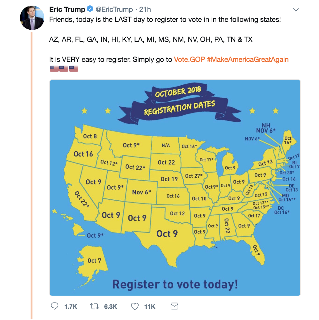 Screen-Shot-2018-10-10-at-8.37.56-AM Eric Trump Steals & Edits 'Rock The Vote' Map - Twitter Promptly Destroys Him Corruption Donald Trump Election 2018 Politics Top Stories 