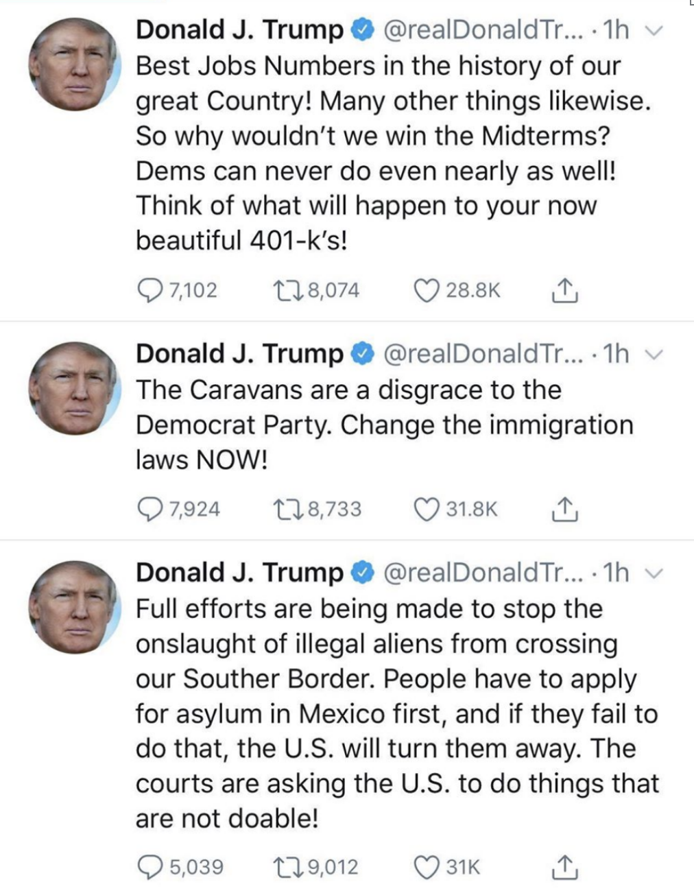 Screen-Shot-2018-10-21-at-4.21.06-PM Trump Explodes Into Sunday Afternoon Multi-Tweet Freak Out (IMAGES) Civil Rights Corruption Donald Trump Economy Election 2018 Politics Top Stories 