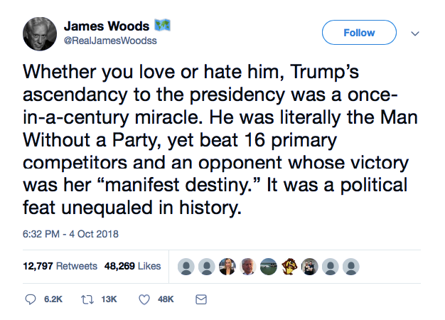 Screenshot-at-Oct-05-10-42-31 Trump Tweets Hate From James Woods Parody Account Like A Dolt Donald Trump Featured Me Too Politics Social Media Top Stories 