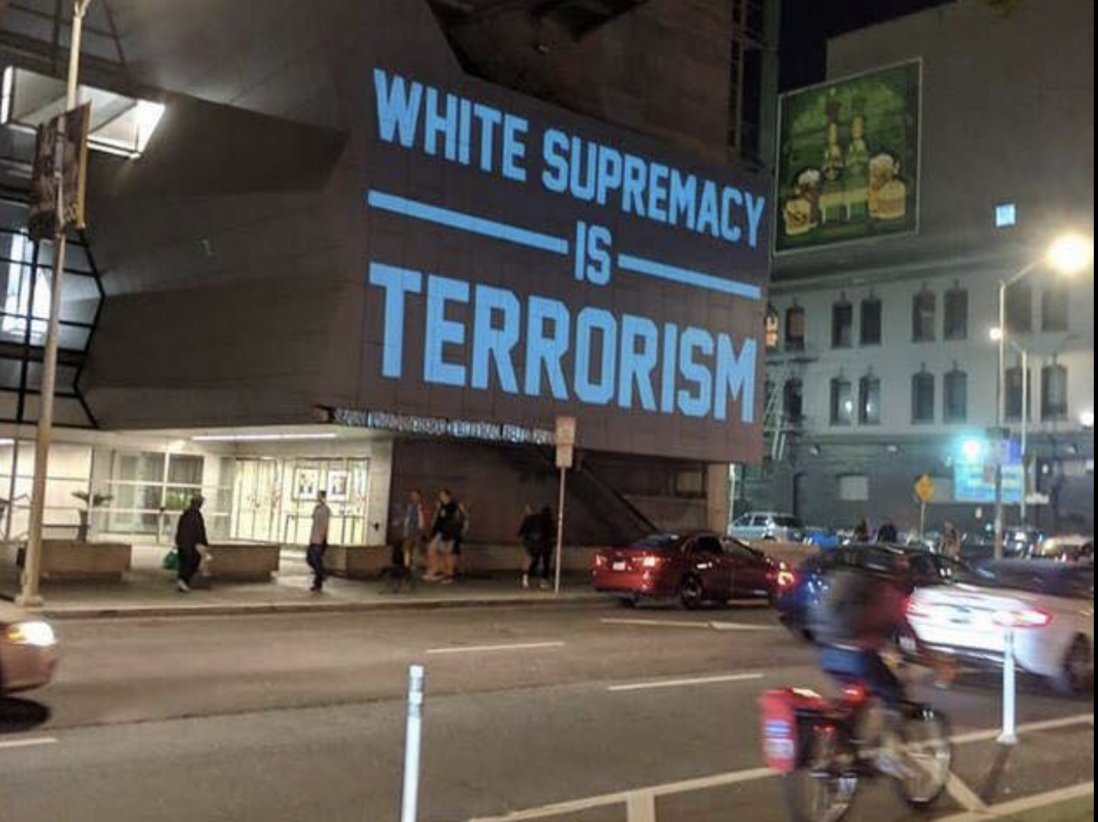 Screen-Shot-2018-11-03-at-10.26.39-AM Giant Sized Anti-Trump Message Projected On Federal Building For Mid-Terms (IMAGE) Donald Trump Election 2018 Politics Top Stories 