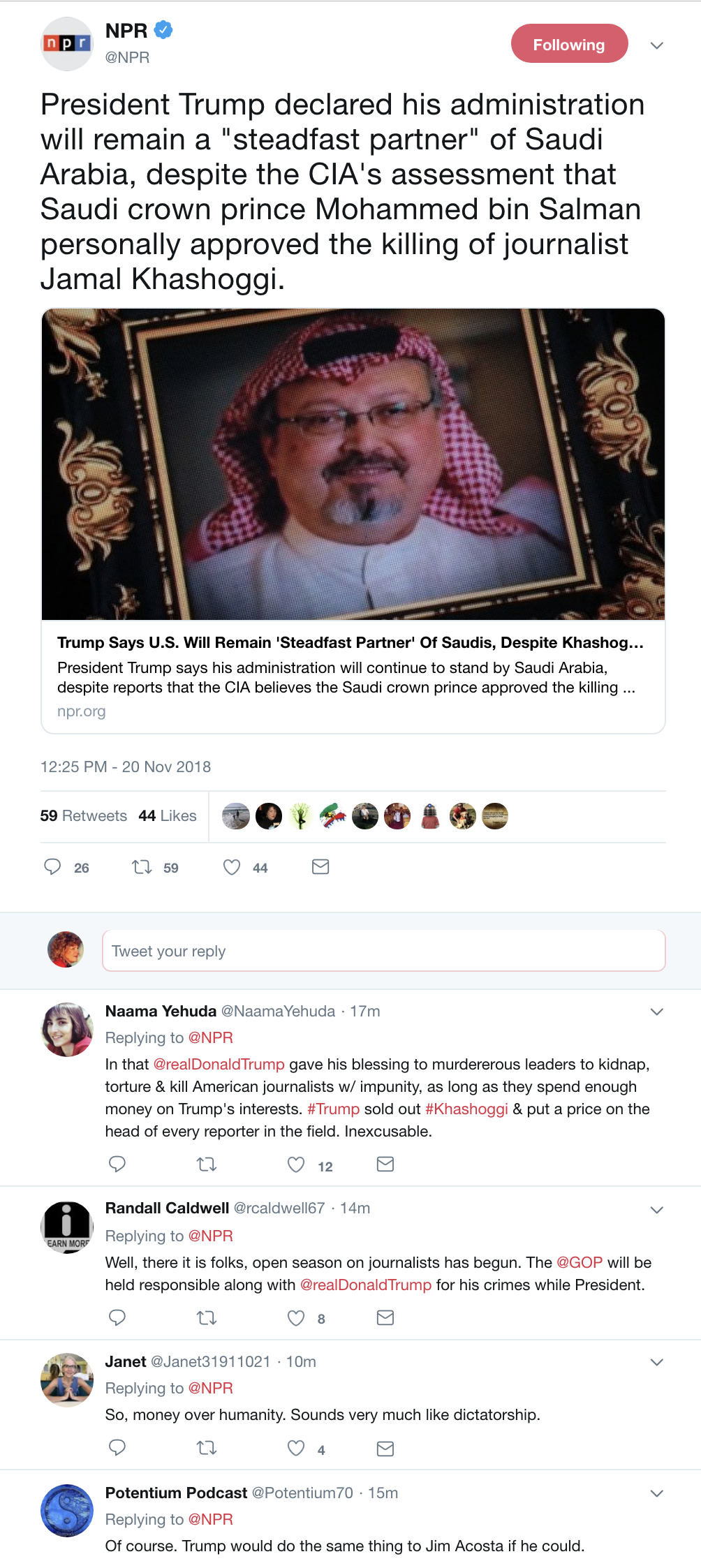 Screen-Shot-2018-11-20-at-12.46.55-PM Trump Sides With Saudi Prince Who Ordered Torture Death Khashoggi Corruption Crime Donald Trump Media Politics Top Stories 