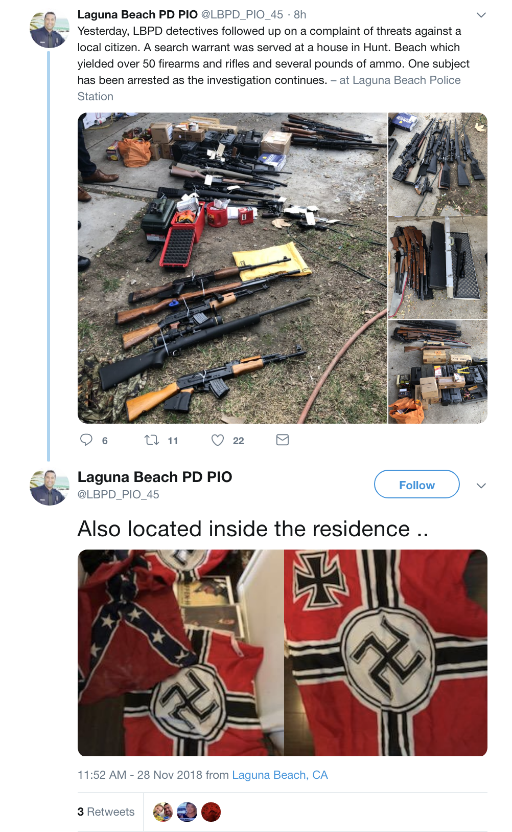 Screen-Shot-2018-11-28-at-4.45.00-PM White Supremacist With Stockpile Of Ammo & Weapons Arrested For Threats Corruption Crime Donald Trump Gun Control Hate Speech Nazis Politics Top Stories 