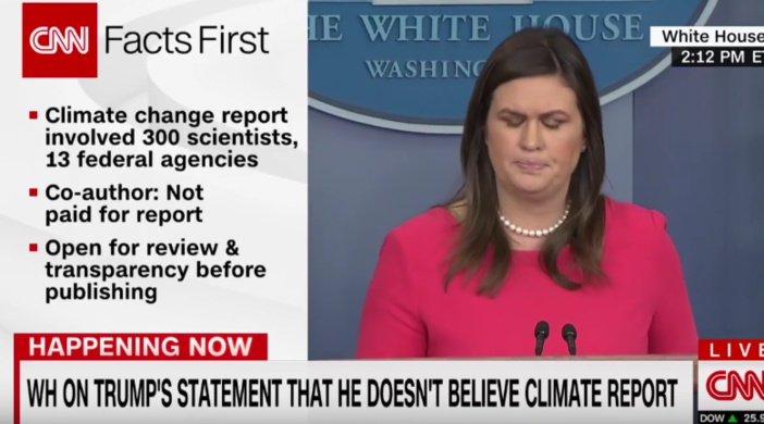 Screenshot-2018-11-27-at-3.58.45-PM Sarah Sanders Gets Humiliated By LIVE Fact-Check During Briefing (VIDEO) Donald Trump Environment Politics Top Stories 