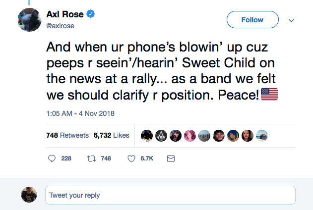 Screenshot-at-Nov-04-18-44-08 Axl Rose & 'Guns n Roses' Tell Trump To Shove It With Defiant Sunday Message Celebrities Donald Trump Featured Politics Social Media Top Stories 