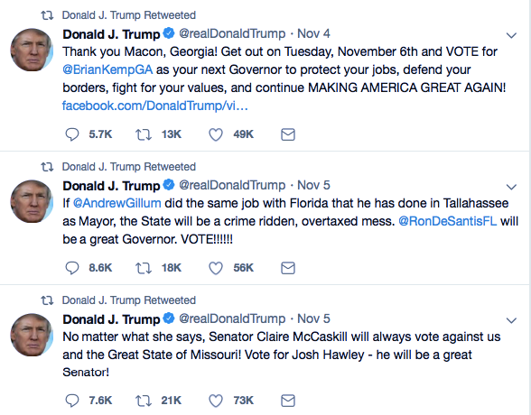 Screenshot-at-Nov-06-13-40-54 Trump Spends Entire Election Day Retweeting His Old Posts In Bizarre Display Donald Trump Election 2018 Featured Politics Social Media Top Stories 