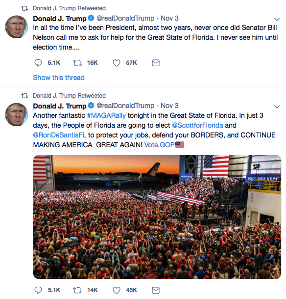Screenshot-at-Nov-06-13-41-11 Trump Spends Entire Election Day Retweeting His Old Posts In Bizarre Display Donald Trump Election 2018 Featured Politics Social Media Top Stories 