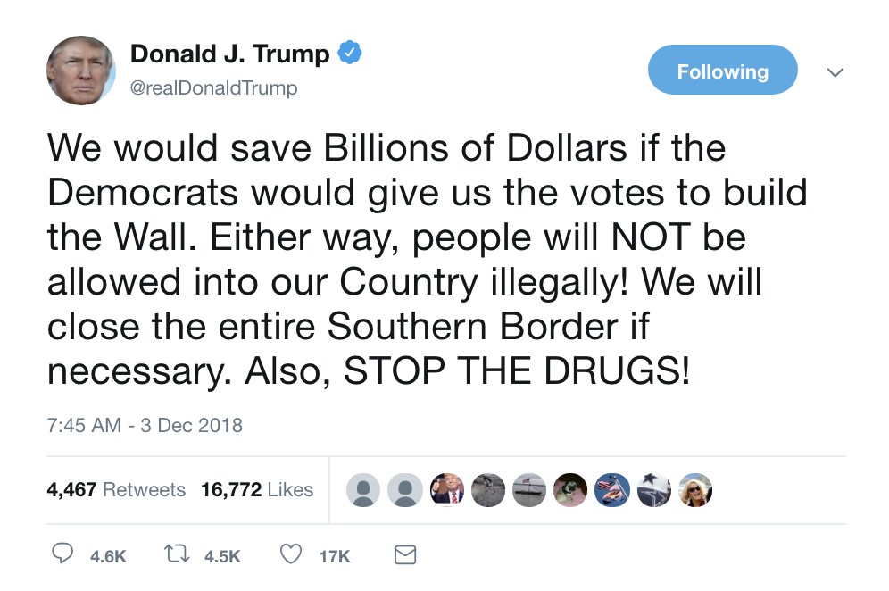 Screen-Shot-2018-12-03-at-8.08.24-AM Trump Jolts Awake, Flies Into ALL CAPS Monday AM Whine Like Drunk Uncle Corruption Domestic Policy Donald Trump Economy Immigration Politics Top Stories 