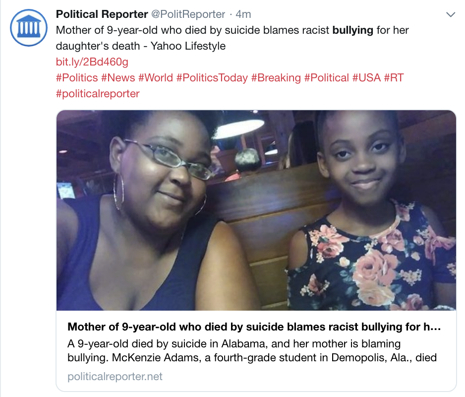 Screen-Shot-2018-12-11-at-2.51.11-PM 9-Year Old Black Girl Hangs Herself After Racist Classmates Attack Child Abuse Corruption Crime Donald Trump Human Rights Politics Racism Top Stories 
