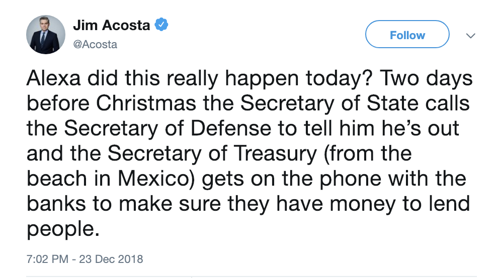 Screen-Shot-2018-12-24-at-8.38.32-AM Jim Acosta Goes Instantly Viral With Pre-Christmas Genius Trolling Of Trump Corruption Crime Domestic Policy Donald Trump Politics Top Stories 