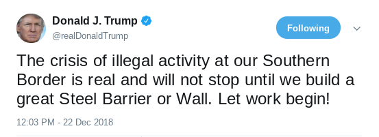 Screenshot-2018-12-22-at-3.26.50-PM Trump Dubs Border Wall 'Great Steel Barrier' During Laughable Saturday Paroxysm Donald Trump Politics Social Media Top Stories 