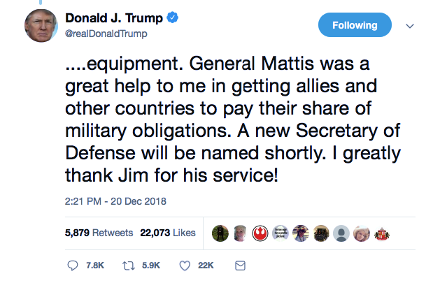 Screenshot-at-Dec-20-18-31-51 Trump Tweets Lies About General Mattis Leaving WH & People Instantly Pounce Donald Trump Featured Politics Top Stories 