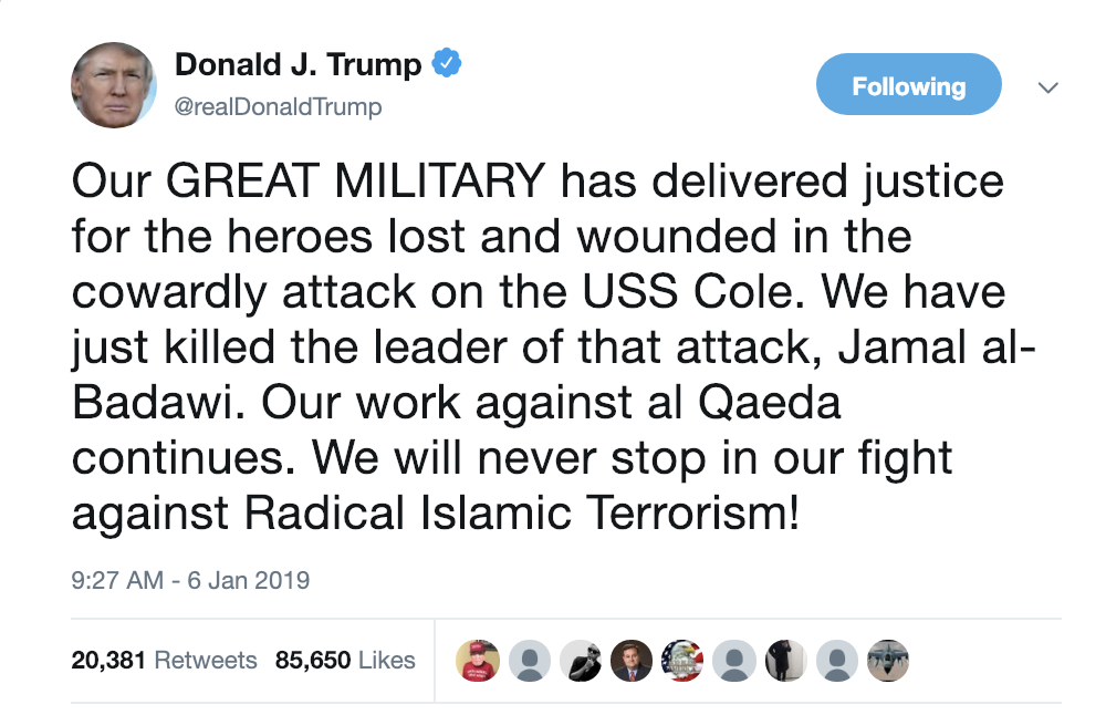 Screen-Shot-2019-01-06-at-1.56.21-PM Trump Delivers Racist Anti-Muslim Rant Via Twitter & Gets Bashed Donald Trump Military Politics Top Stories 