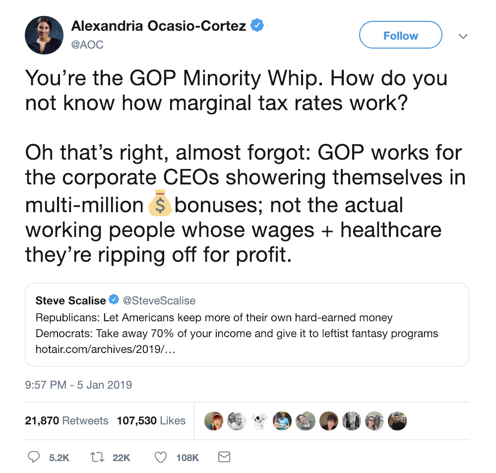 Screen-Shot-2019-01-06-at-9.06.32-AM Ocasio-Cortez Clowns Steve Scalise Over Not Knowing What Marginal Taxes Are Domestic Policy Donald Trump Election 2018 Feminism Politics Top Stories 