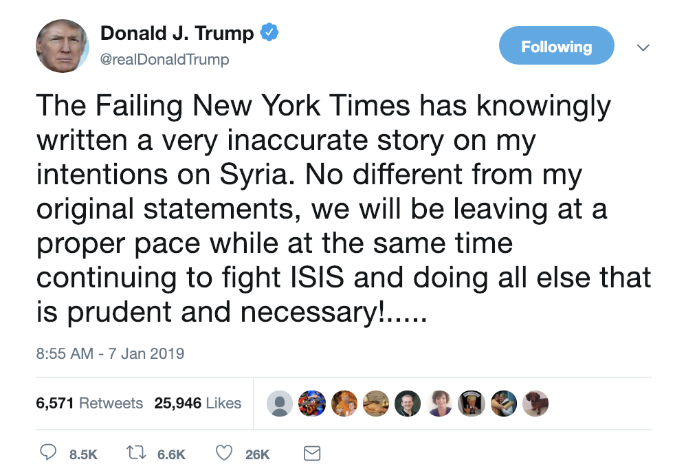 Screen-Shot-2019-01-07-at-9.48.57-AM Trump Goes On The Attack After Hit NY Times Story On Troops In Syria Corruption Donald Trump Foreign Policy Media Military Politics Top Stories 