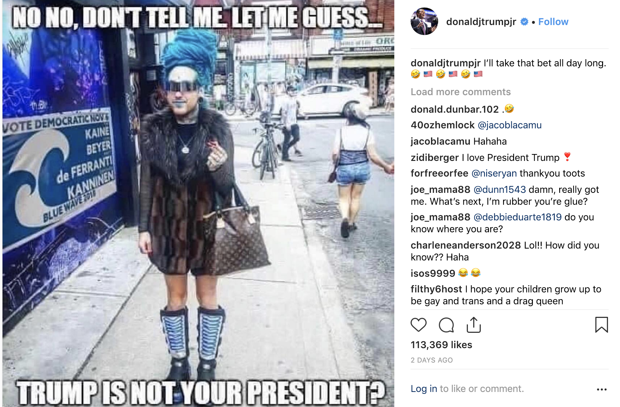 Screen-Shot-2019-01-08-at-9.18.48-AM Trump Jr. Posts Wildly Transphobic Meme That Only His Father Would Love Civil Rights Corruption Domestic Policy Donald Trump LGBT Top Stories 