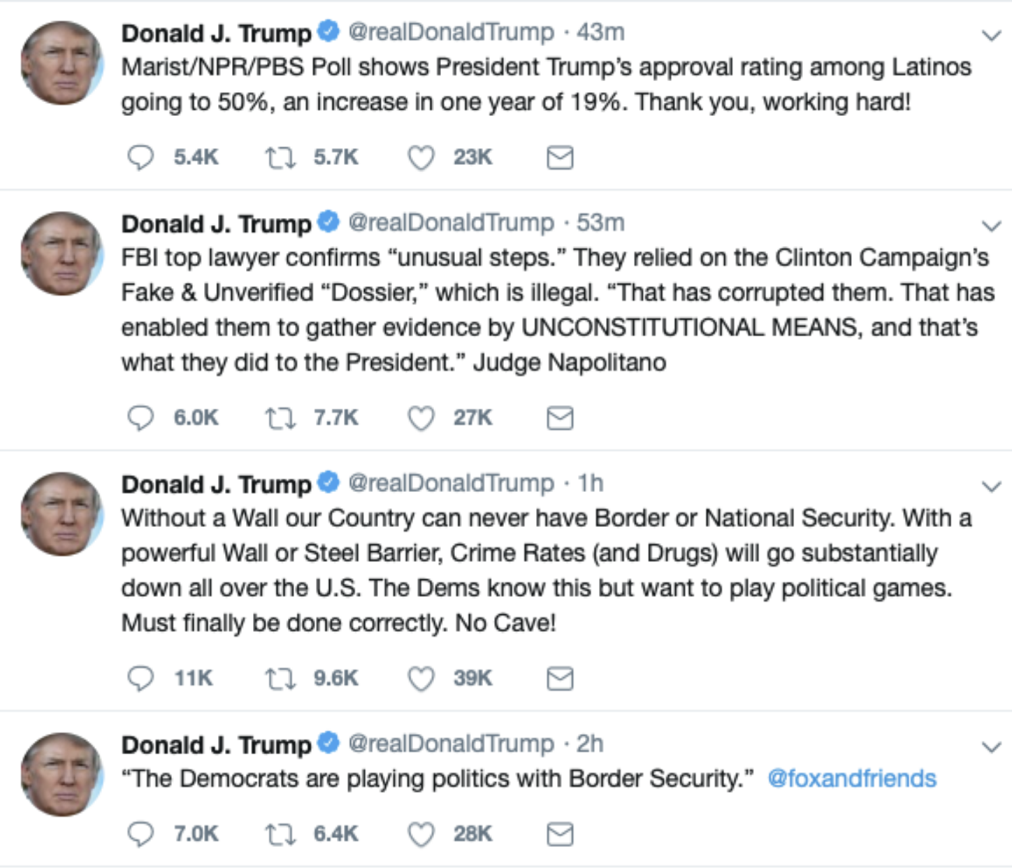 Screen-Shot-2019-01-22-at-8.33.48-AM Trump Releases Multi-Tweet Groan After Binge Watching Fox News Tuesday AM Corruption Crime Donald Trump Immigration Politics Racism Refugees Top Stories 