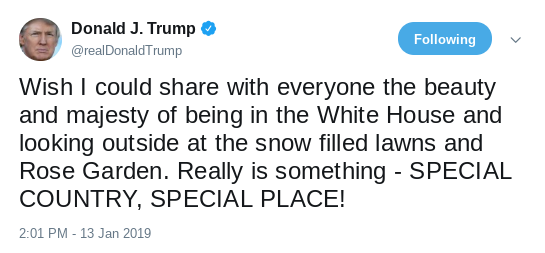 Screenshot-2019-01-13-at-5.28.23-PM Trump Tweets About WH Winter Wonderland As Federal Workers Go Hungry Donald Trump Politics Social Media Top Stories 