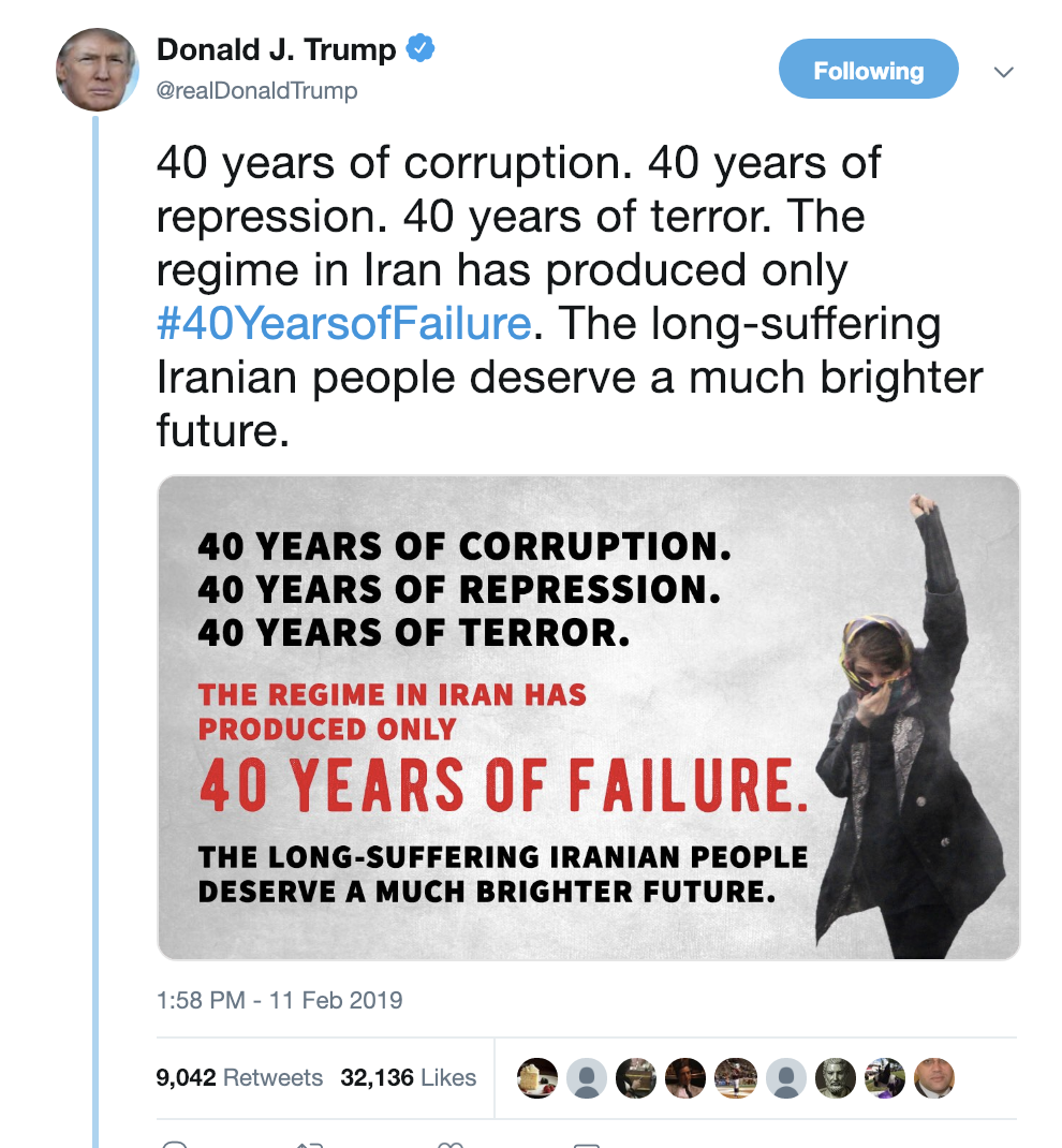 Screen-Shot-2019-02-11-at-3.43.33-PM Trump Tweets In Persian Like A Social Media Whore & Gets Slammed Corruption Crime Donald Trump Foreign Policy Military Politics Top Stories 