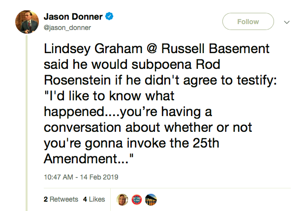 Screen-Shot-2019-02-14-at-2.09.45-PM Lindsey Graham Just Threatened Rod Rosenstein On Fox News (VIDEO) Donald Trump Featured Impeachment Politics Top Stories 